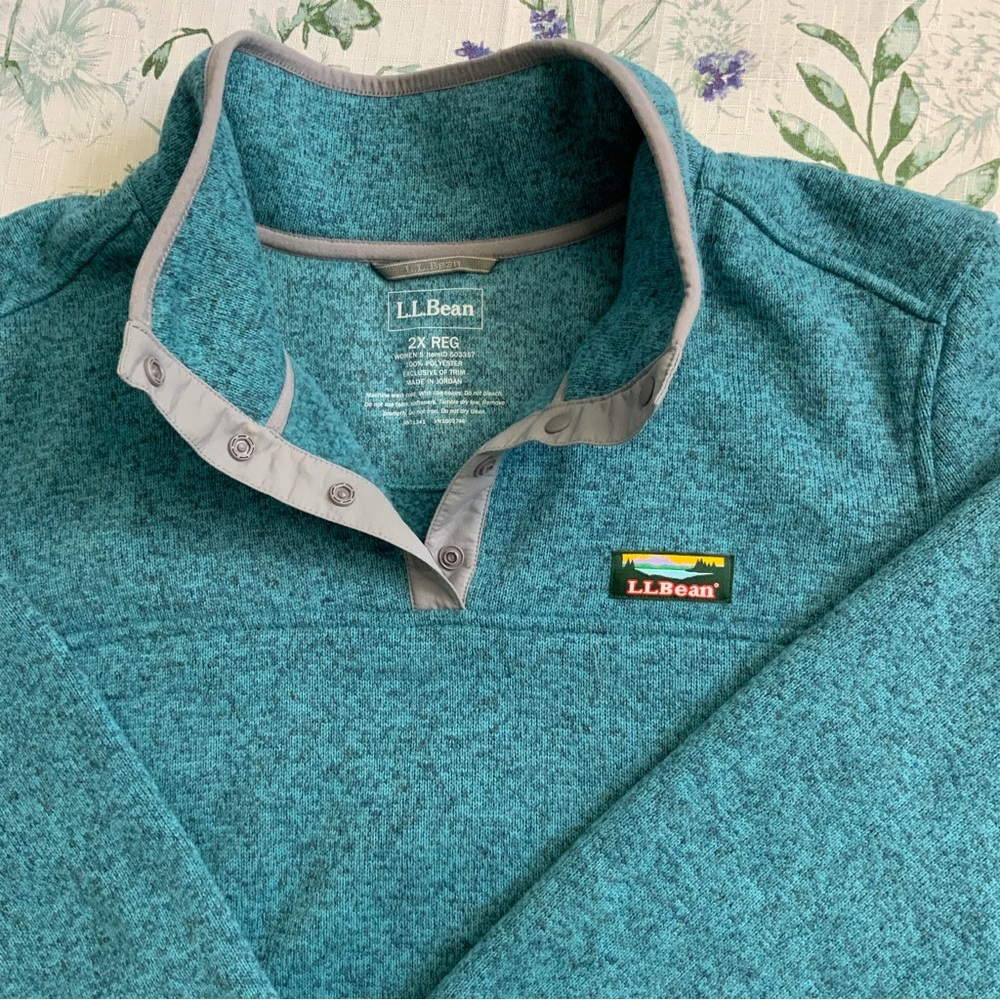 LL Bean Womens Airlight Knit Snap Fleece Pullover Sweater Jacket size 2X